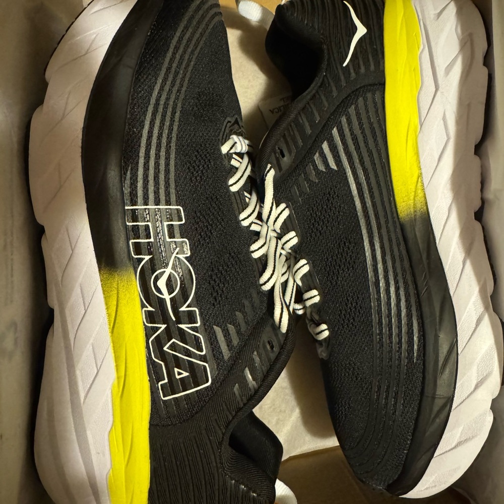 Hoka Men's Black and Yellow Running Shoes